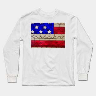 Detail - American Flag Stained Glass Long Sleeve T-Shirt